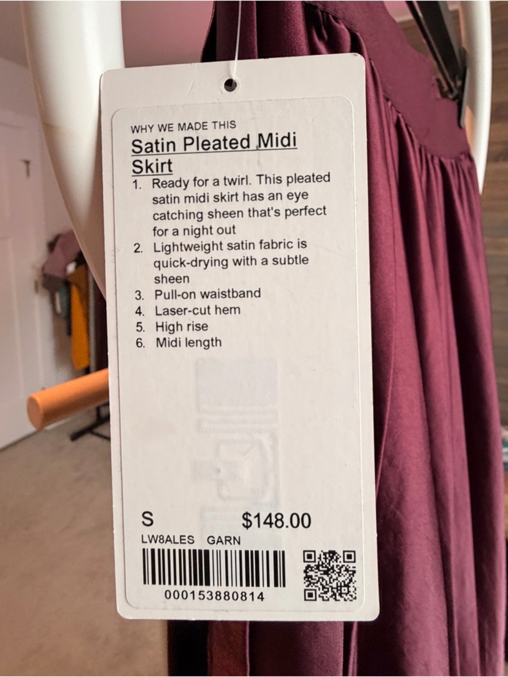 Lululemon Satin Pleated Midi Skirt | Size S - Picture 7 of 9